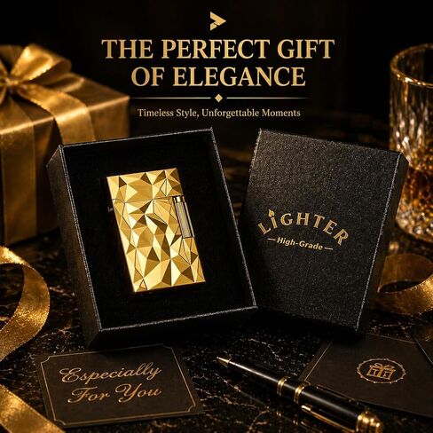 Classic Metal Engraved Lighter, Refillable Lighter, Vintage Trench Design, Exquisite Box Packaging for Men, Father, Husband Butane Not Included,Black in Kuwait