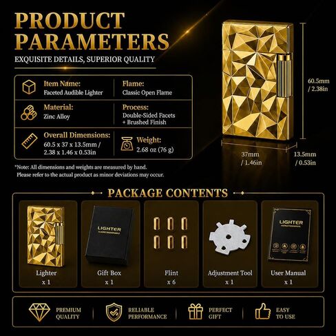 Classic Metal Engraved Lighter, Refillable Lighter, Vintage Trench Design, Exquisite Box Packaging for Men, Father, Husband Butane Not Included,Black in Kuwait