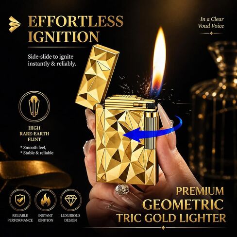 Classic Metal Engraved Lighter, Refillable Lighter, Vintage Trench Design, Exquisite Box Packaging for Men, Father, Husband Butane Not Included,Black in Kuwait