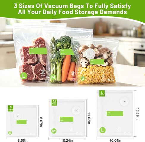 Portable Vacuum Sealer, 65kPa Suction, 1200mAh Rechargeable Vacuum Sealer Machine and 30 Reusable Bags for Freshness Preservation and Reduced Food Waste in Kuwait