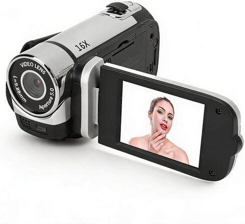Bewinner D90 Digital Video Camera - 1080P 16MP Handheld Video Camcorder 16x Digital Zoom Video Camera with 2.7in TFT Rotatable Screen, HD Video Recorder Camera with Fill Light (Silver) in Kuwait