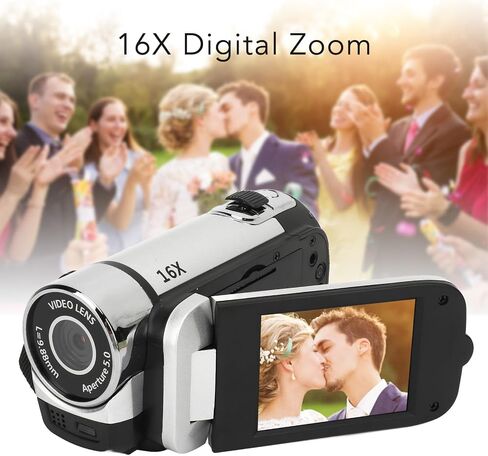 Bewinner D90 Digital Video Camera - 1080P 16MP Handheld Video Camcorder 16x Digital Zoom Video Camera with 2.7in TFT Rotatable Screen, HD Video Recorder Camera with Fill Light (Silver) in Kuwait