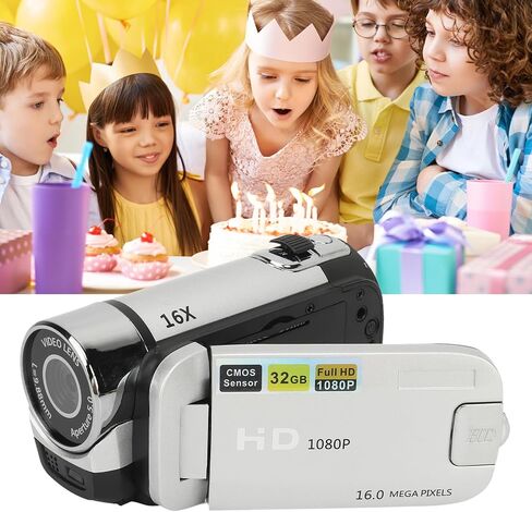 Bewinner D90 Digital Video Camera - 1080P 16MP Handheld Video Camcorder 16x Digital Zoom Video Camera with 2.7in TFT Rotatable Screen, HD Video Recorder Camera with Fill Light (Silver) in Kuwait