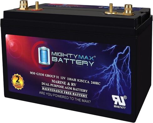 Mighty Max Battery MM-G24M, 12V 90Ah, Group Size 24M Deep-Cycle Marine AGM, Dual-Purpose Starting & Deep Discharge, 550 CCA, 700 MCA, 145 RC, Spill-Proof Maintenance-Free Battery in Kuwait