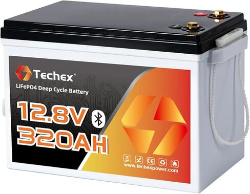 12V 320Ah LiFePO4 Battery, 200A BMS with Bluetooth, 6000+ Deep Cycle, Low Temp Cut Off, Mini 12V Lithium Battery Max 2.56kW for RV, Camping, Off Grid, Solar, Trolling Motor in Kuwait
