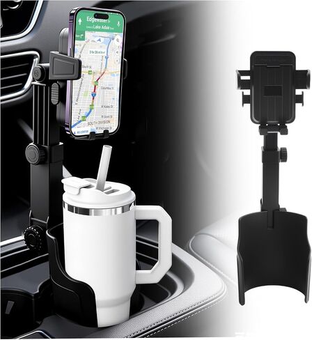 2-in-1 Cup Holder Phone Holder,Upgraded Version Cup Holders Phone Mount with Long Arm & 360° Adjustable,Cups Phones Holders for Car as Car Accessories for 4.7-7 inches Phones in Kuwait