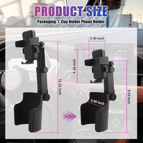 2-in-1 Cup Holder Phone Holder,Upgraded Version Cup Holders Phone Mount with Long Arm & 360° Adjustable,Cups Phones Holders for Car as Car Accessories for 4.7-7 inches Phones in Kuwait