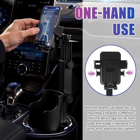 2-in-1 Cup Holder Phone Holder,Upgraded Version Cup Holders Phone Mount with Long Arm & 360° Adjustable,Cups Phones Holders for Car as Car Accessories for 4.7-7 inches Phones in Kuwait