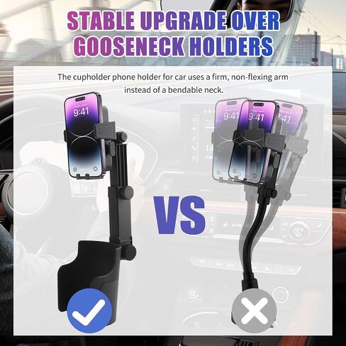2-in-1 Cup Holder Phone Holder,Upgraded Version Cup Holders Phone Mount with Long Arm & 360° Adjustable,Cups Phones Holders for Car as Car Accessories for 4.7-7 inches Phones in Kuwait