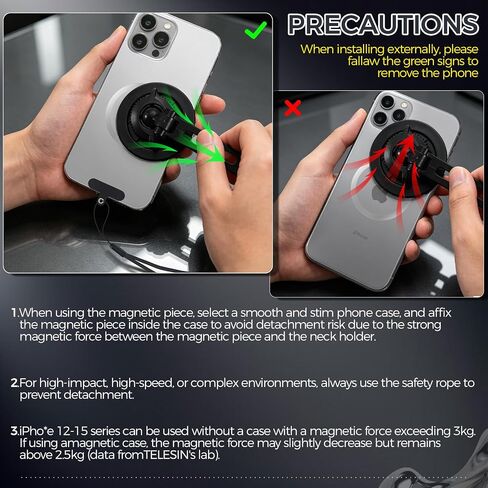 KINGKI Magnetic Neck Mount for Phones, Neck Cell Phone Holder POV/Vlog Selfie Mount Hand Free Phone Neck Holder Chest Stand Strap Video Recording for iPhone 17 16 15 14 13 12 Seires Android Phones in Kuwait