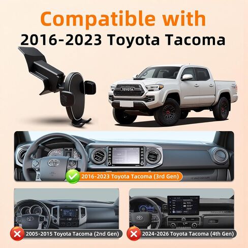 Phone Mount for Toyota Tacoma (2016-2023, 3rd Gen), 360° Adjustable Dashboard Phone Holder, Hands Free Car Smartphone Mount for iPhone, Google & Android, 2020 2021 Toyota Tacoma Interior Accessories in Kuwait