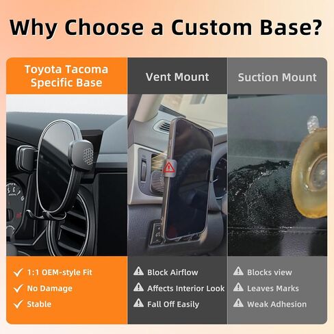 Phone Mount for Toyota Tacoma (2016-2023, 3rd Gen), 360° Adjustable Dashboard Phone Holder, Hands Free Car Smartphone Mount for iPhone, Google & Android, 2020 2021 Toyota Tacoma Interior Accessories in Kuwait