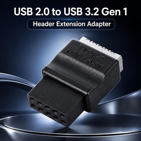 USB 2.0 to USB 3.2 Gen 1 Header Adapter for Mainboard, Front Panel Connector, Internal Conversion Adapter with Type E Key-A Female Front Panel Socket to 9 Pin Header Black in Kuwait