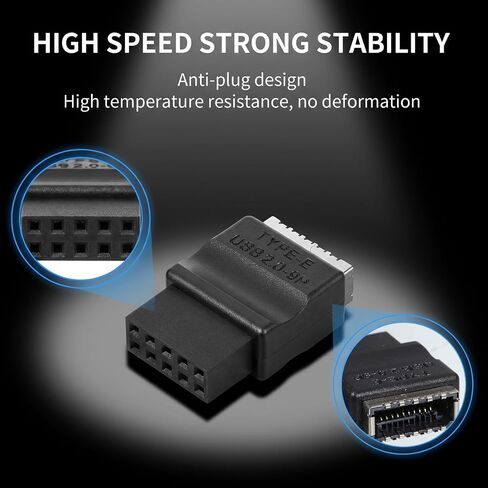 USB 2.0 to USB 3.2 Gen 1 Header Adapter for Mainboard, Front Panel Connector, Internal Conversion Adapter with Type E Key-A Female Front Panel Socket to 9 Pin Header Black in Kuwait