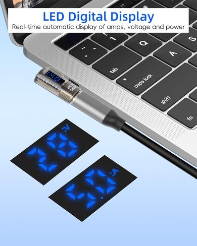 90 Degrees USB C Adapter,140W USB C Male to USB C Female Adapter,40 Gbps Data Transmission,Wattage,Voltage,Current LED Display,Suitable for Laptops,Desktop Computers,Phone (2Pcak) in Kuwait
