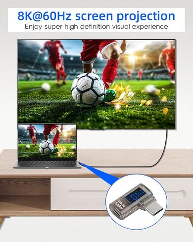 90 Degrees USB C Adapter,140W USB C Male to USB C Female Adapter,40 Gbps Data Transmission,Wattage,Voltage,Current LED Display,Suitable for Laptops,Desktop Computers,Phone (2Pcak) in Kuwait