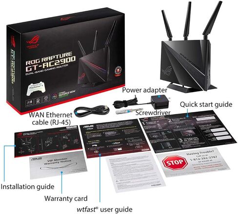 ASUS ROG Rapture WiFi Gaming Router (GT-AC2900) - Dual Band Gigabit Wireless Internet Router, NVIDIA GeForce Now, Aura RGB, Gaming & Streaming, AiMesh Compatible, Lifetime Internet Security in Kuwait
