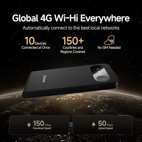 ECOVOX E1 Portable WiFi Hotspot, SIM-Free 4G LTE Travel WiFi, Mobile Router in Kuwait