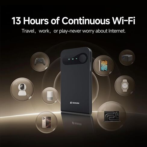 ECOVOX E1 Portable WiFi Hotspot, SIM-Free 4G LTE Travel WiFi, Mobile Router in Kuwait
