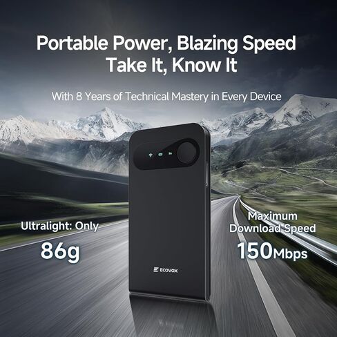 ECOVOX E1 Portable WiFi Hotspot, SIM-Free 4G LTE Travel WiFi, Mobile Router in Kuwait