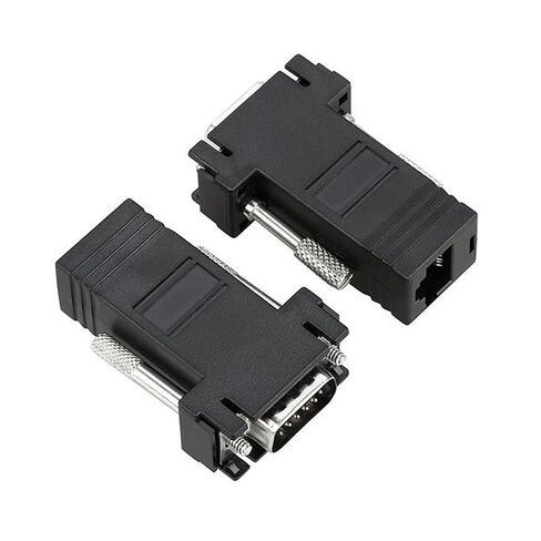 JSER 2pcs/Set VGA RGB Male to Male Over Cat5 Cat5e RJ45 Female Ethernet Modualr Adapter for Computer Monitor in Kuwait