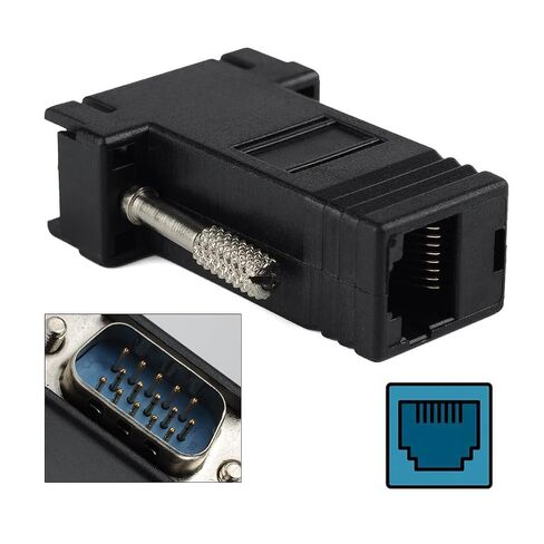 JSER 2pcs/Set VGA RGB Male to Male Over Cat5 Cat5e RJ45 Female Ethernet Modualr Adapter for Computer Monitor in Kuwait