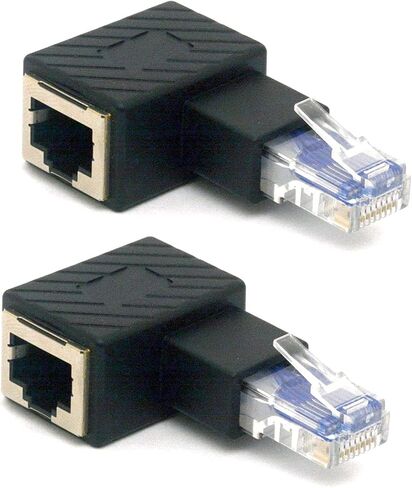 90 Degree RJ45 8P8C Male to Female Cat5e Cat6 Network Patch Connector(2Pcs) in Kuwait