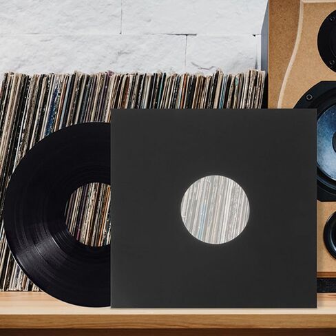 SEWACC Vinyl Record Protector Sleeves Sturdy Black Kraft Paper Paper 12pcs for Album Storage and Protection, Record Album Covers Suitable for Homes and Cafes in Kuwait