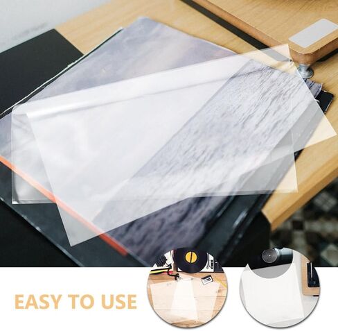 Uonlytech 50pcs Plastic Vinyl Record Outer Covers with Self-Adhesive Design Protective Sleeves for Vinyl Record Albums Sturdy Sturdy Media Storage Sleeves in Kuwait