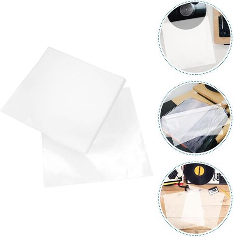 Uonlytech 50pcs Plastic Vinyl Record Outer Covers with Self-Adhesive Design Protective Sleeves for Vinyl Record Albums Sturdy Sturdy Media Storage Sleeves in Kuwait