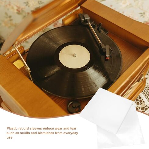 PartyKindom 25pcs Vinyl Record Outer Protector Sleeves Self Adhesive Plastic Material for Easy Sealing and Sturdy Protection, Vinyl Record Storage Sleeve to Prevent Dust and Scratches in Kuwait