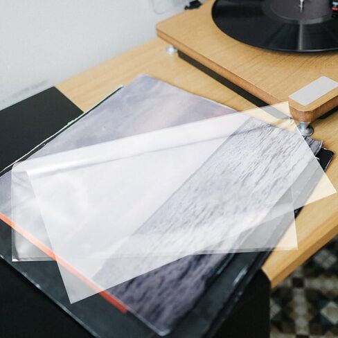 Ipetboom 50pcs Protective Vinyl Record Outer Sleeves with Self-Adhesive Design Plastic Album Covers for Vinyl Storage Sturdy and Dust-Resistant for Collectors in Kuwait