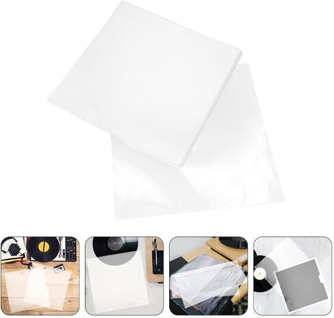 Ipetboom 50pcs Protective Vinyl Record Outer Sleeves with Self-Adhesive Design Plastic Album Covers for Vinyl Storage Sturdy and Dust-Resistant for Collectors in Kuwait
