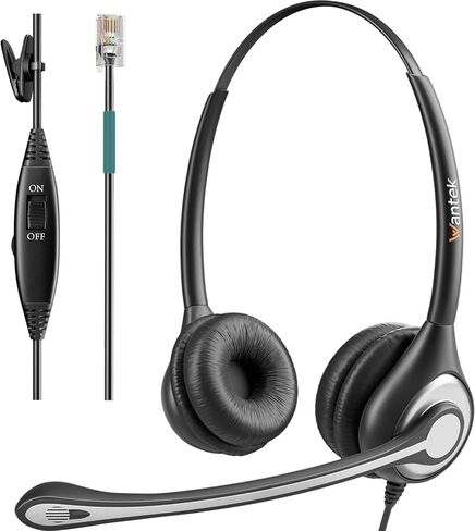 Wantek Corded Telephone Headset Dual w/Noise Canceling Mic Compatible with Avaya Aastra Allworx Adtran Alcatel Lucent AltiGen Digium Gigaset InterTel Mitel Plantronics Landline Deskphones(F602S1) in Kuwait
