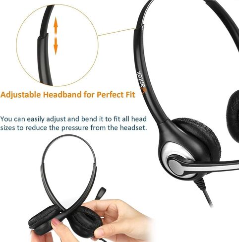 Wantek Corded Telephone Headset Dual w/Noise Canceling Mic Compatible with Avaya Aastra Allworx Adtran Alcatel Lucent AltiGen Digium Gigaset InterTel Mitel Plantronics Landline Deskphones(F602S1) in Kuwait