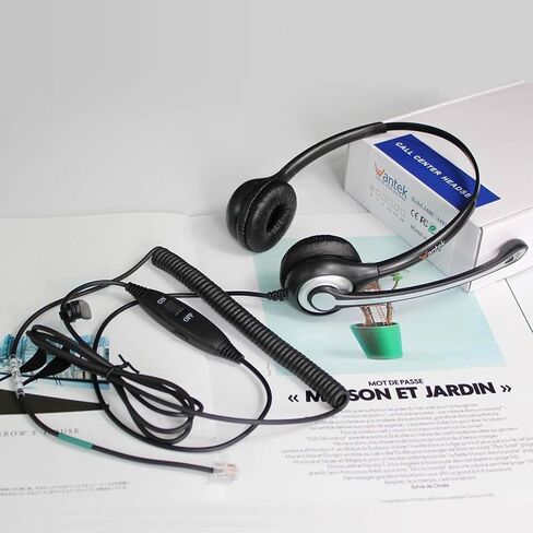 Wantek Corded Telephone Headset Dual w/Noise Canceling Mic Compatible with Avaya Aastra Allworx Adtran Alcatel Lucent AltiGen Digium Gigaset InterTel Mitel Plantronics Landline Deskphones(F602S1) in Kuwait