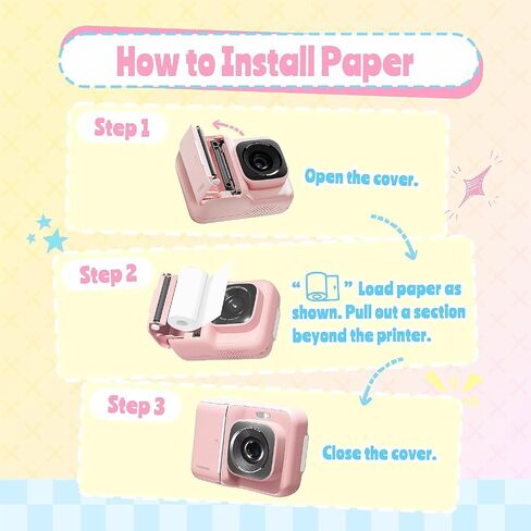Instant Print Portable Kids Toy Camera, with 32GB SD Card, Pink in Kuwait