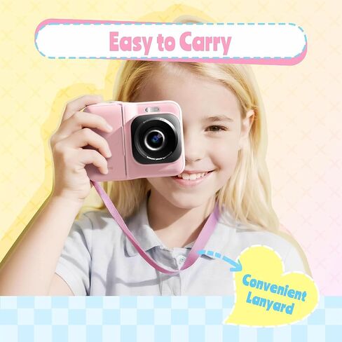 Instant Print Portable Kids Toy Camera, with 32GB SD Card, Pink in Kuwait
