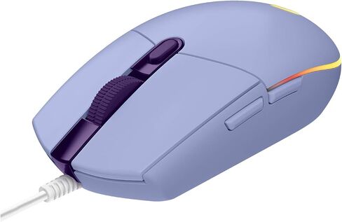 Logitech G203 Prodigy Wired Gaming Mouse, 8,000 DPI, RGB, Lightweight, 6 Programmable Buttons, On-Board Memory, Compatible with PC/Mac - Lilac in Kuwait