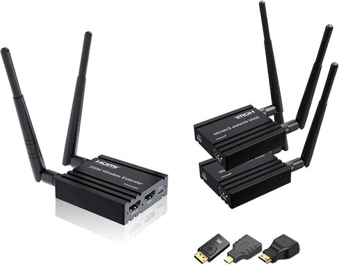 Wireless HDMI Transmitter and Receiver 4k decoding, One Transmitter and Two Receivers, Long Range Wireless Transmission 656FT/200M,Plug-Play, 2.4/5.8G for PC/Laptop/TV to Monitor/Projector/HDTV in Kuwait