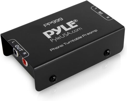 Pyle Phono Record Player Preamplifier - Mini Electronic Audio Stereo Phonograph Preamp with RCA Input, RCA Output and Low Noise Operation, Power Supply via 12 Volt DC Adapter - Black in Kuwait