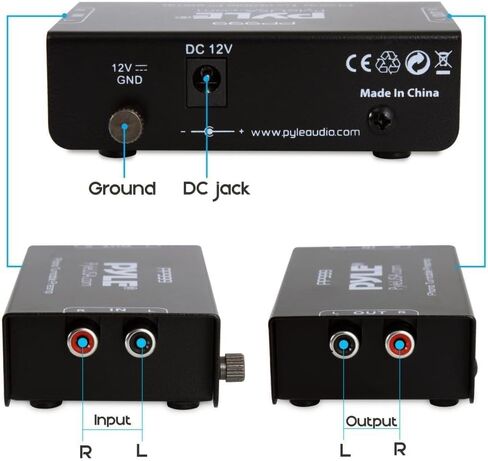 Pyle Phono Record Player Preamplifier - Mini Electronic Audio Stereo Phonograph Preamp with RCA Input, RCA Output and Low Noise Operation, Power Supply via 12 Volt DC Adapter - Black in Kuwait