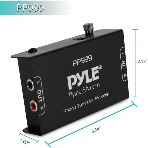 Pyle Phono Record Player Preamplifier - Mini Electronic Audio Stereo Phonograph Preamp with RCA Input, RCA Output and Low Noise Operation, Power Supply via 12 Volt DC Adapter - Black in Kuwait