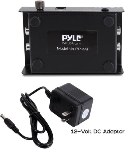 Pyle Phono Record Player Preamplifier - Mini Electronic Audio Stereo Phonograph Preamp with RCA Input, RCA Output and Low Noise Operation, Power Supply via 12 Volt DC Adapter - Black in Kuwait