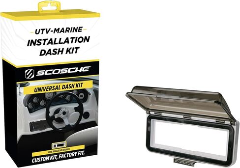 Scosche ACM3W Universal Marine Radio Cover - Water Resistant Boat Dash Radio Protector Shield with One Touch Spring Loaded Flip-Up Door, Single DIN Marine Stereo Kit - Durable Boat Accessory - White in Kuwait