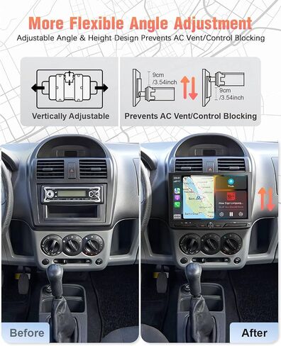 【SOOEMAKA】 Single Din Touchscreen Radio with Wireless Apple Carplay&Android Auto,10 inch QLED car Stereo with Fast Charge(QC/PD 3.0),AHD Reversing,DSP,Siri and Android Voice Control,SWC,EQ (Knob) in Kuwait