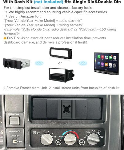 【SOOEMAKA】 Single Din Touchscreen Radio with Wireless Apple Carplay&Android Auto,10 inch QLED car Stereo with Fast Charge(QC/PD 3.0),AHD Reversing,DSP,Siri and Android Voice Control,SWC,EQ (Knob) in Kuwait