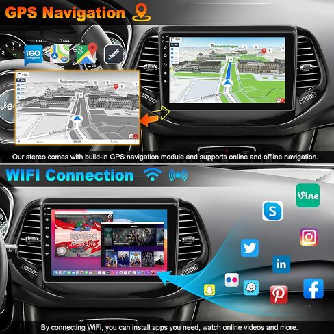 4G+64G Bluetooth Car Radio for Jeep Compass 2017-2020, 10 inch in Kuwait