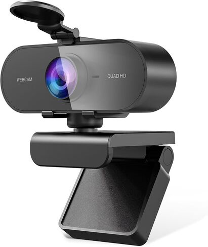 2K Webcam for PC Mac Laptop with Microphone,Full HD Web Cam for Streaming with Privacy Cover Sliders,USB C Web Camera for Desktop Computer Monitor,External Small Best Webcam For Microsoft Teams Gaming in Kuwait