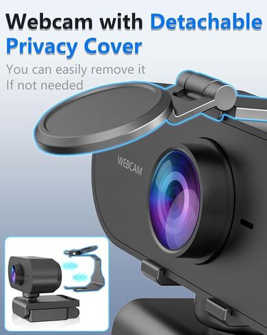 2K Webcam for PC Mac Laptop with Microphone,Full HD Web Cam for Streaming with Privacy Cover Sliders,USB C Web Camera for Desktop Computer Monitor,External Small Best Webcam For Microsoft Teams Gaming in Kuwait